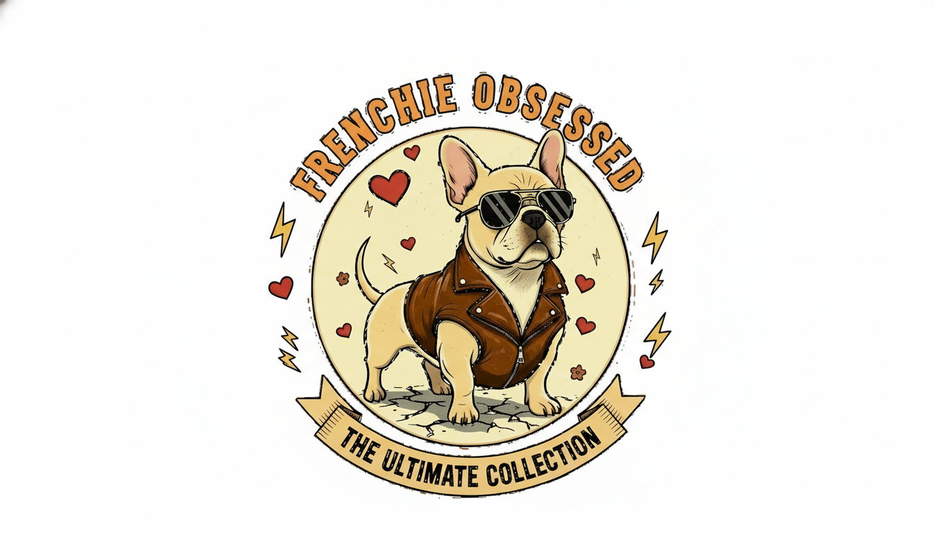 Minimal red line-art French Bulldog on black tee – collection hero